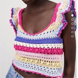 🌟HOST PICK 6/25!🌟 NWT rare HTF Zara multicolor ruffle knit crochet top! Size S
